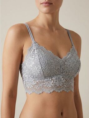 Universal Standard Light Gray Lace Longline Bralette L-XL